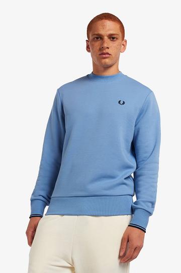 Blue Fred Perry Crew Neck Men's Sweatshirts | PH 1574WNBY